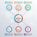 6 steps infographics with circle elements. 6 options, levels, parts or processes. Infographic template for business presentation Royalty Free Stock Photo